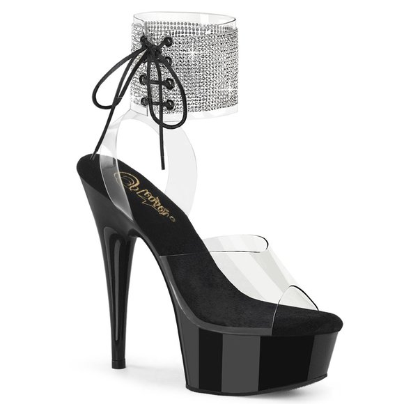 Platform Clear Rhinestone High Heel Shoes - Picture 3 of 5